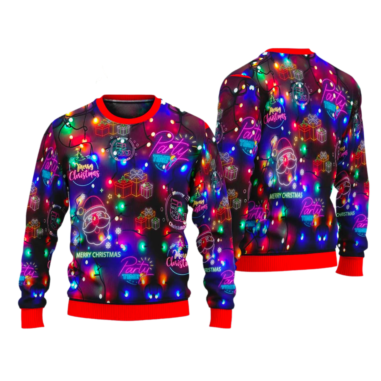 Christmas Bright Neon Lighting Ugly Christmas Sweater For Men & Women Christmas Gift Sweater US4312 - WeCustomit