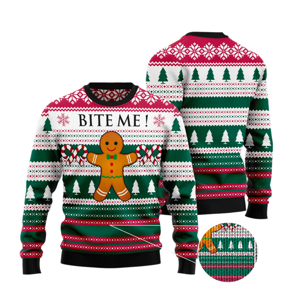 Christmas Cookies Bite Me Ugly Christmas Sweater For Men & Women Christmas Gift Sweater US4337 - WeCustomit