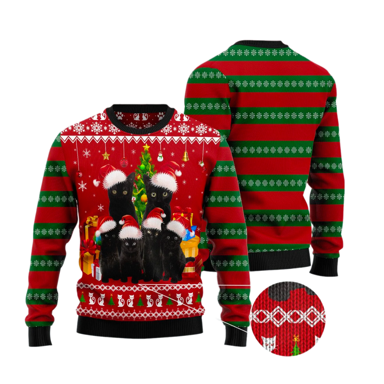 Black Cat Family Christmas Ugly Christmas Sweater For Men & Women Christmas Gift Sweater US4343 - WeCustomit