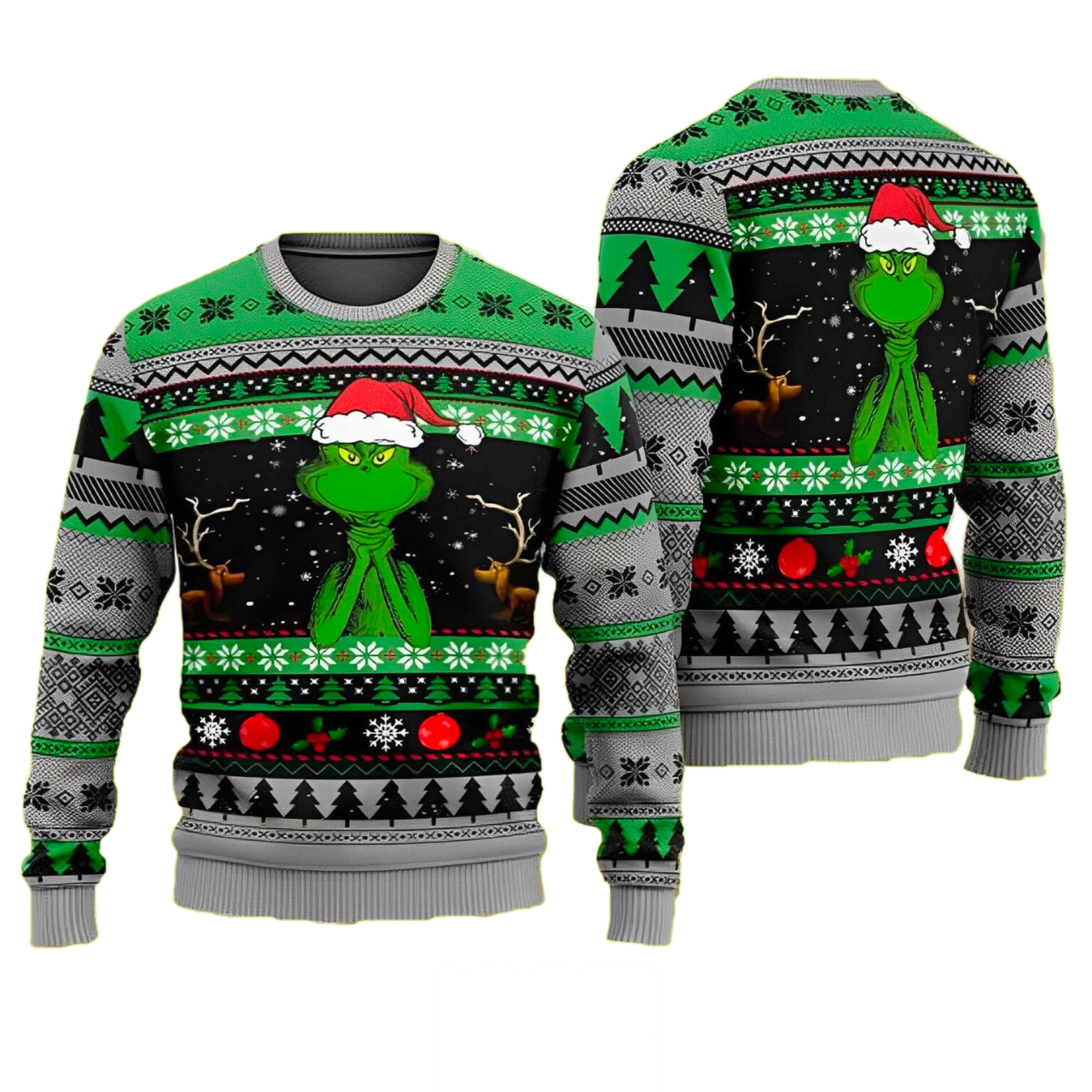 The Grinch Christmas Hat Cute Ugly Christmas Sweater For Men & Women Christmas Gift Sweater US4361 - WeCustomit
