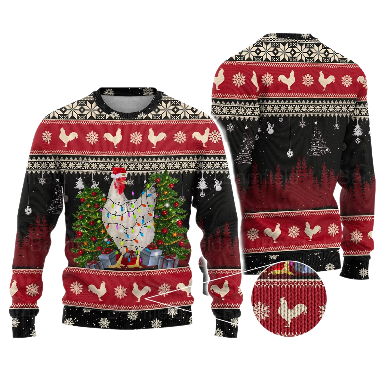 Chicken Light Ugly Christmas Sweater For Men & Women Christmas Gift Sweater US4369 - WeCustomit