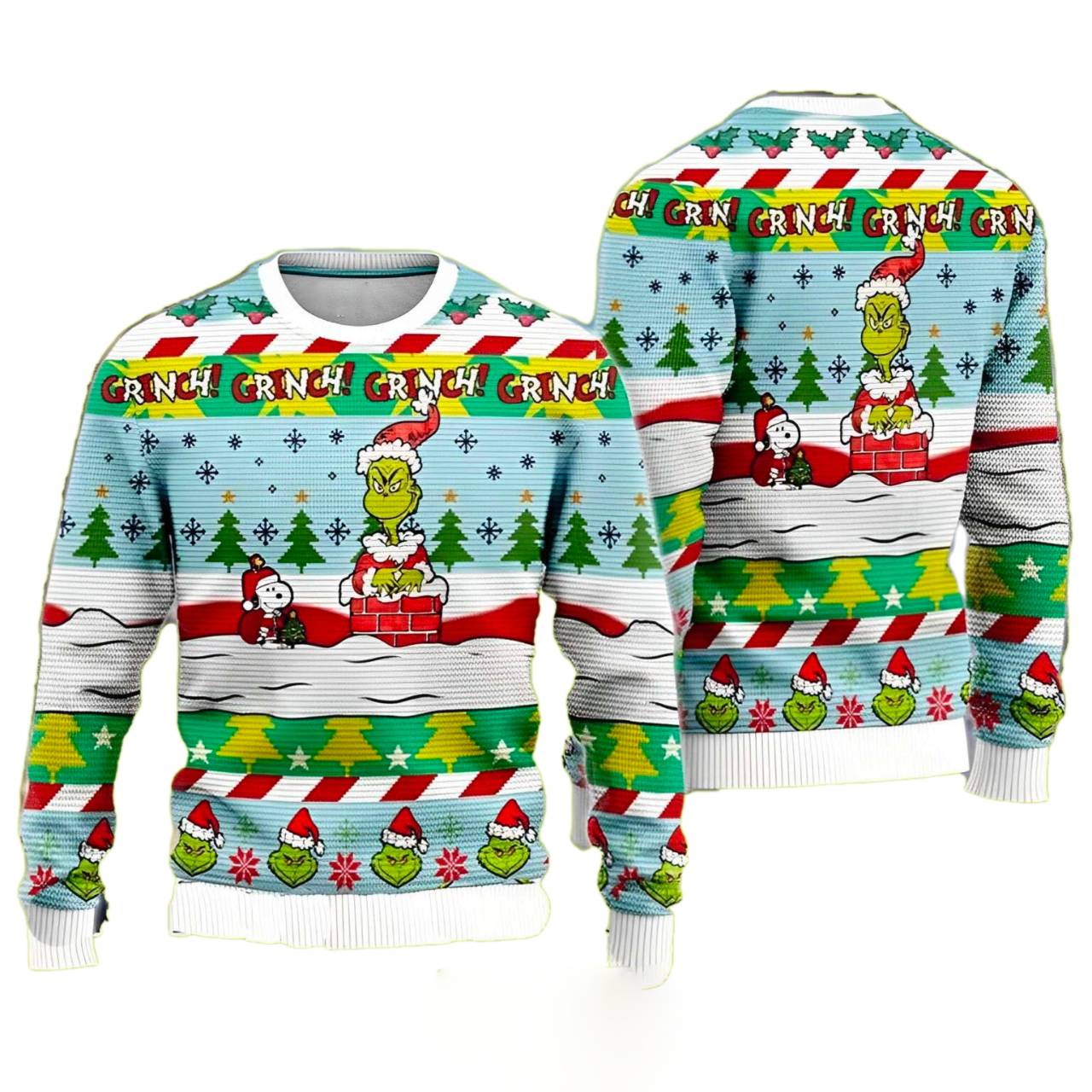 Santa Grinch And Sno.opy Dog Ugly Christmas Sweater For Men & Women Christmas Gift Sweater US4328 - WeCustomit