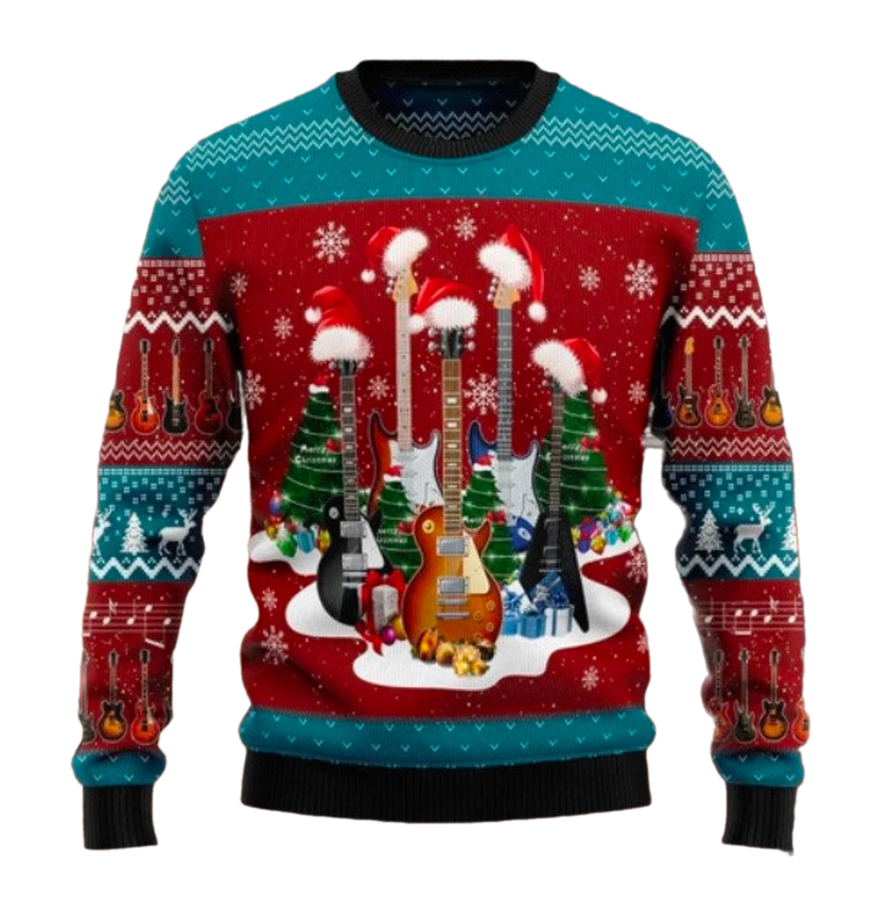 Electric Guitar Christmas Ugly Christmas Sweater For Men & Women Christmas Gift Thanksgiving Sweater US4381 - WeCustomit