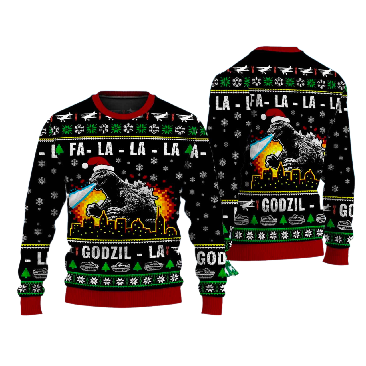 Christmas Funny Godzilla Ugly Christmas Sweater For Men & Women Christmas Gift Thanksgiving Sweater US4416 - WeCustomit