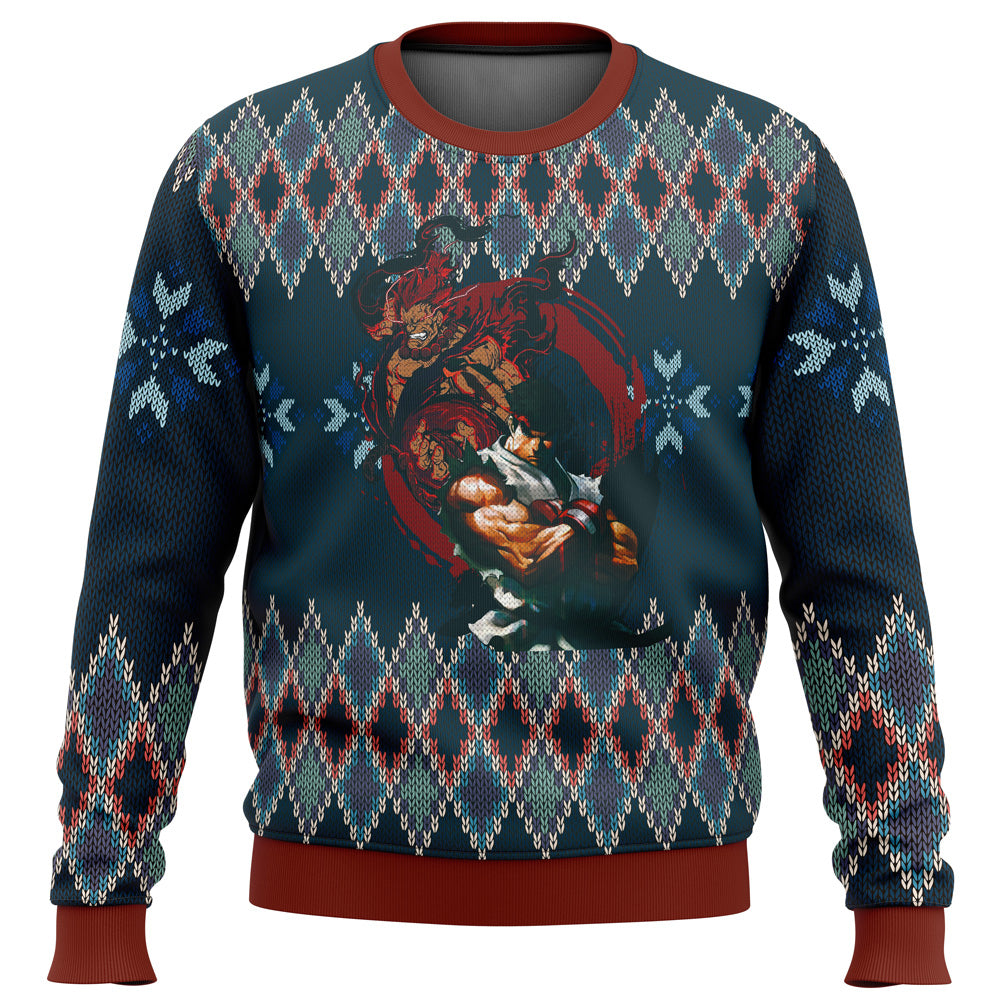 Street Fighter Ryu and Akuma Ugly Christmas Sweater - WeCustomit