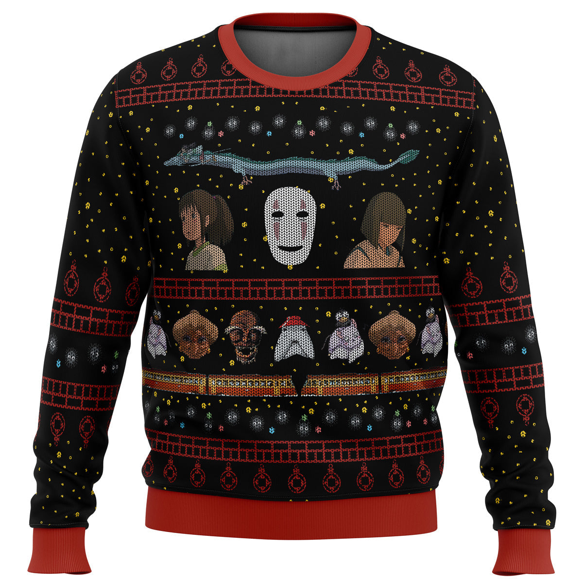 Studio Ghibli No Face Spirited Away Ugly Christmas Sweater - WeCustomit