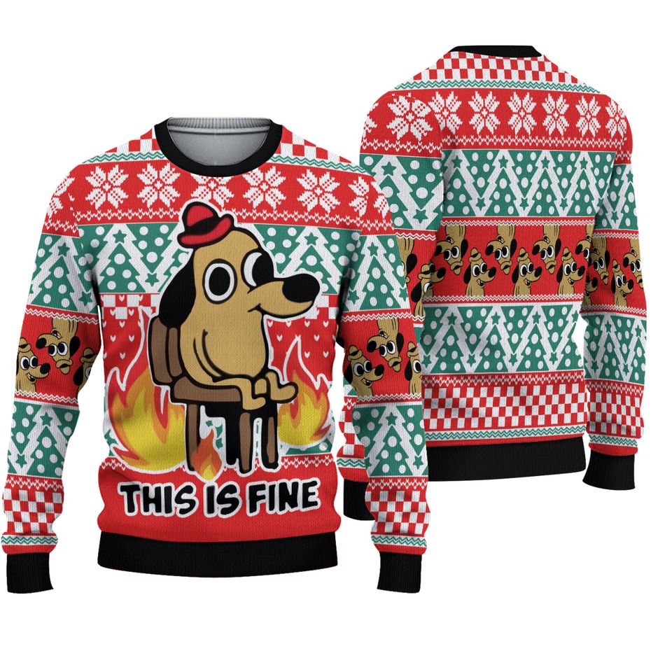 This is Fine Meme Ugly Christmas Sweater For Men & Women Christmas Gift Sweater BH612 - WeCustomit