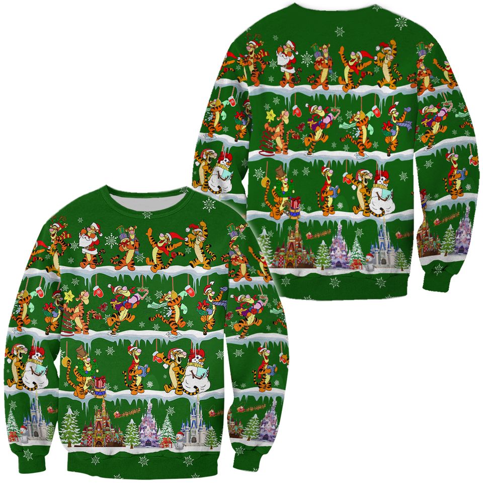 Tigger Xmas Green Ugly Christmas Sweater For Men & Women Christmas Gift Sweater PT981 - WeCustomit