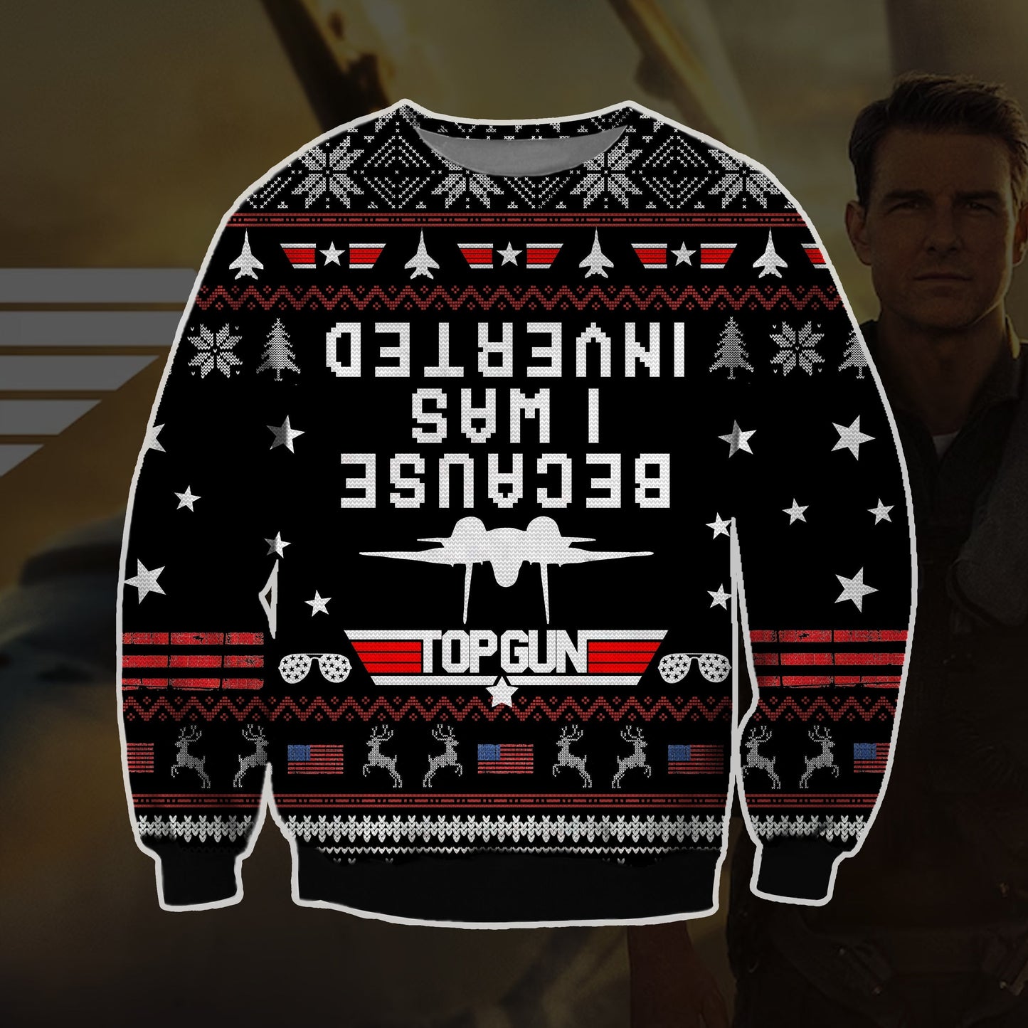 Inverted Top Gun Ugly Christmas Sweater For Men & Women Christmas Gift Sweater DI117 - WeCustomit
