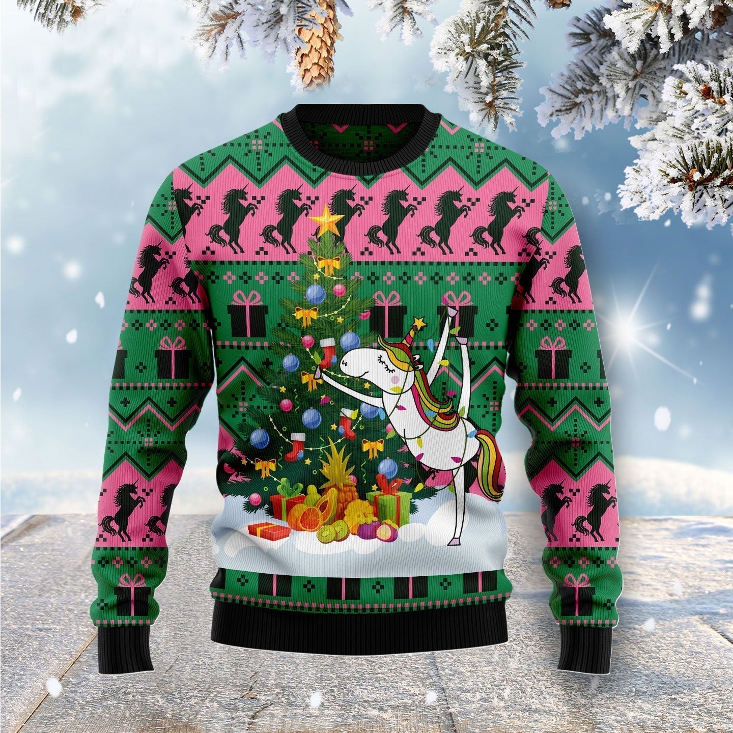 Christmas Tree Unicorn Ugly Christmas Sweater For Men & Women Christmas Gift Sweater US1729 - WeCustomit