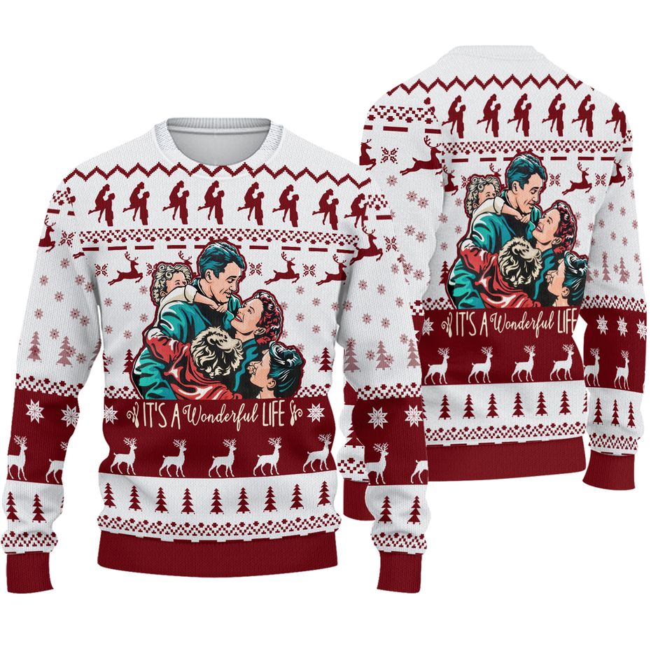 Vintage It's A Wonderful Life Family Ugly Christmas Sweater For Men & Women Christmas Gift Sweater BH595 - WeCustomit