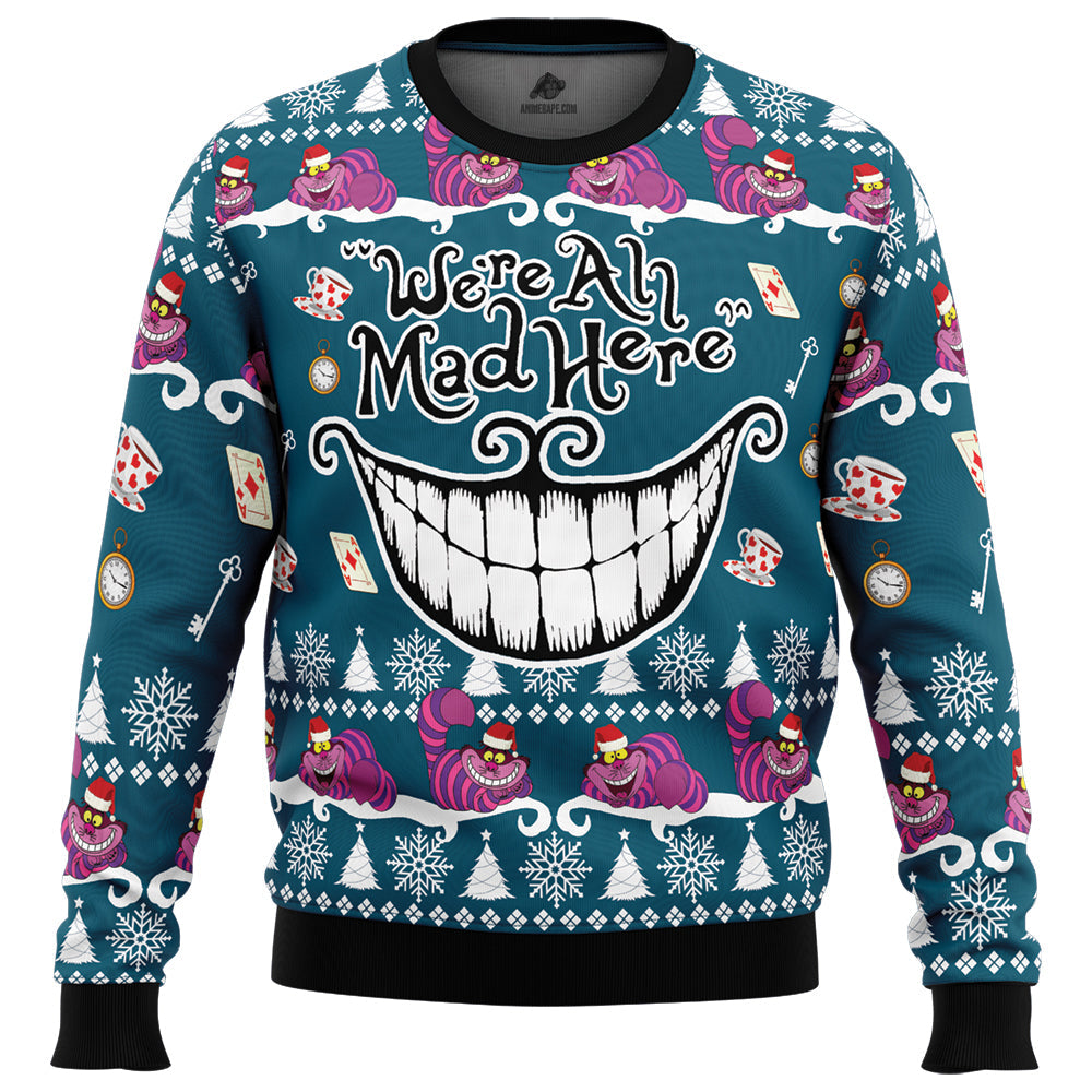We're All Mad Here Alice in Wonderland Ugly Christmas Sweater - WeCustomit