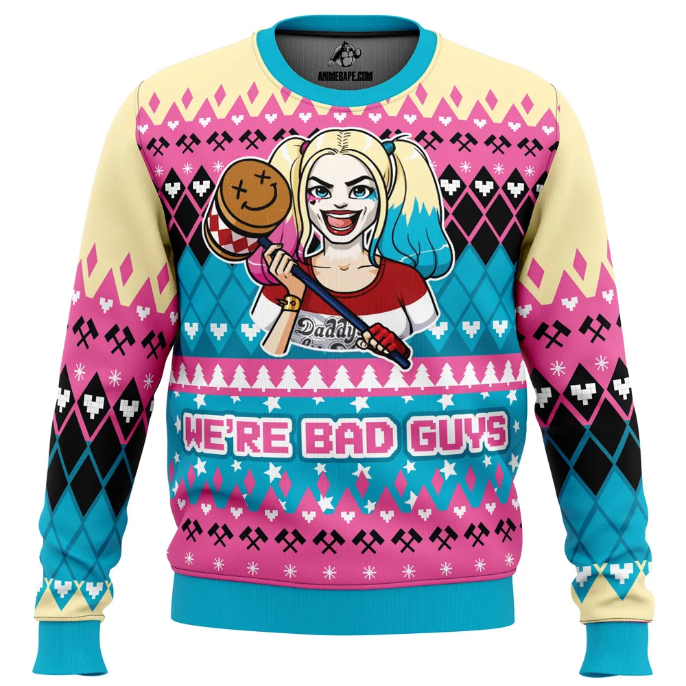 We're Bad Guys Harley Quinn DC Comics Ugly Christmas Sweater - WeCustomit