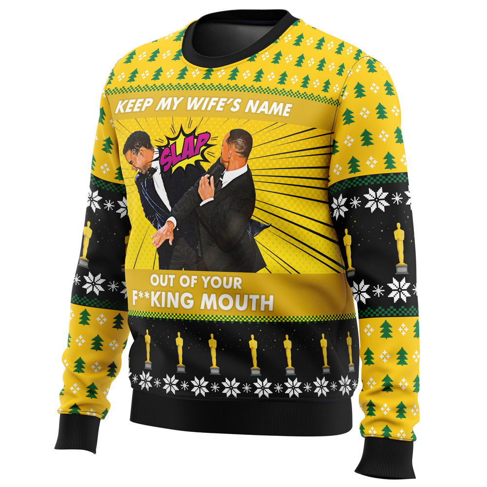 Will Smith Slaps Chris Rock Meme Ugly Christmas Sweater - WeCustomit