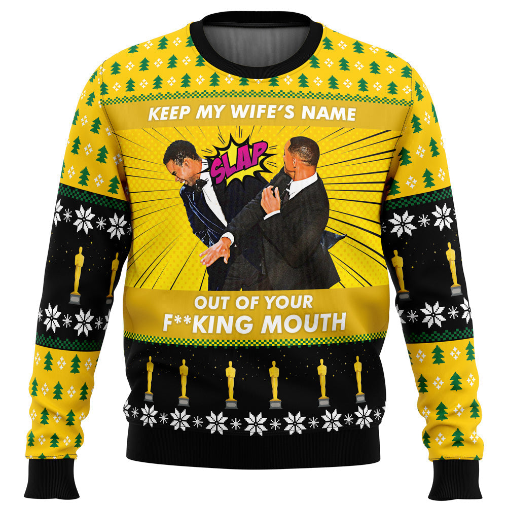 Will Smith Slaps Chris Rock Meme Ugly Christmas Sweater - WeCustomit