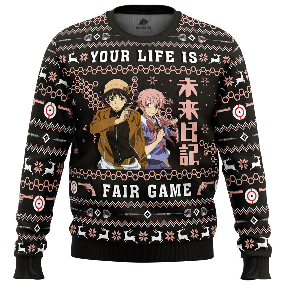 Your Life is Fair Game Future Diary Ugly Christmas Sweater - WeCustomit