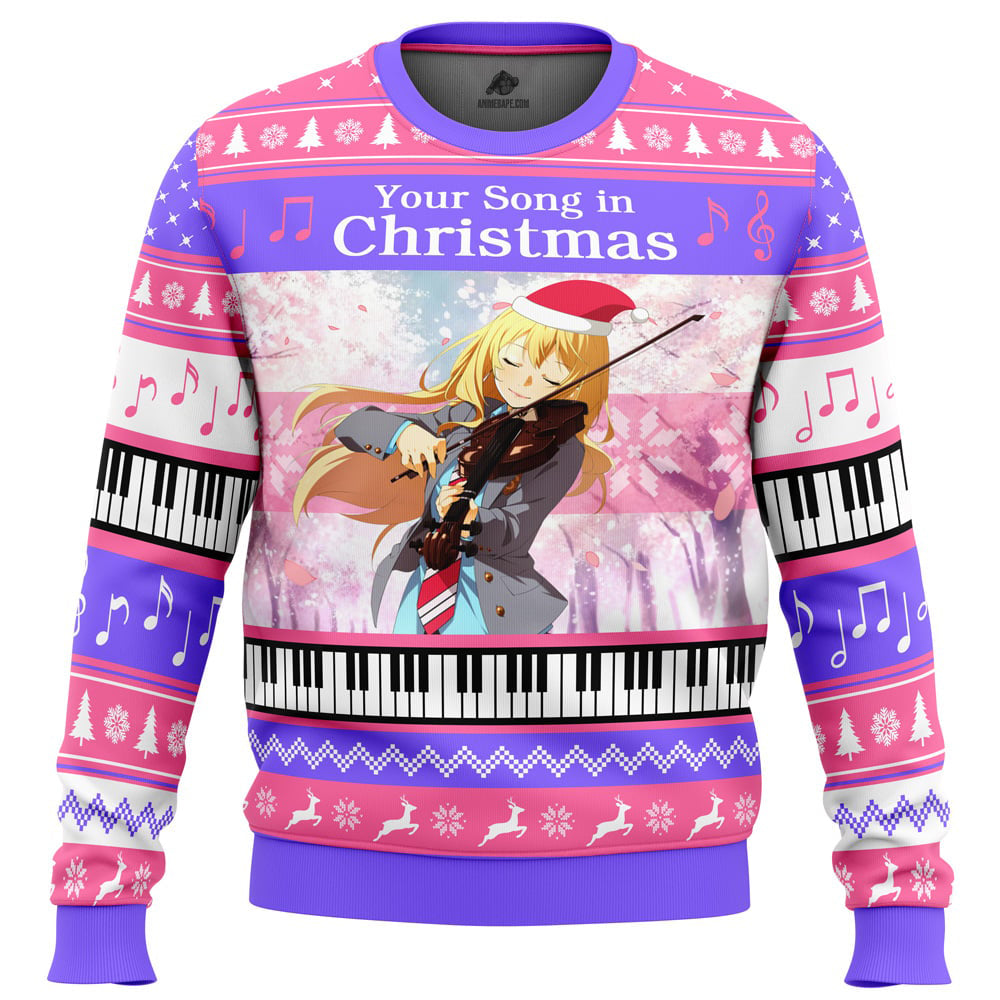 Your Song in Christmas Your Lie in April Ugly Christmas Sweater - WeCustomit