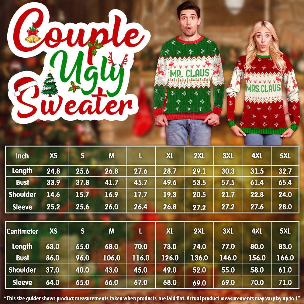 Man With A Beard Couple Ugly Christmas Sweater Christmas Gift Anniversary Sweater USNC1005 - WeCustomit