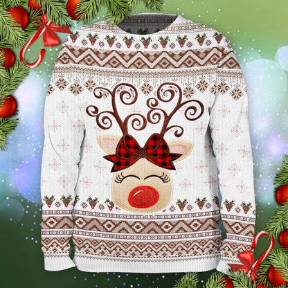 Cute Reindeer Ugly Christmas Sweater For Men & Women Christmas Gift Sweater US3279 - WeCustomit