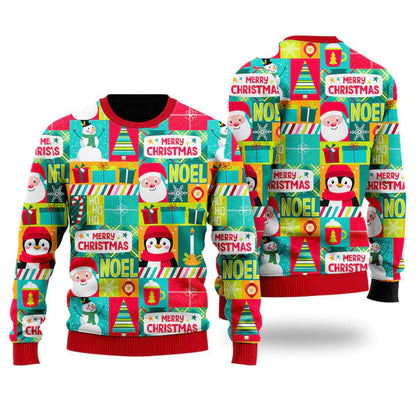 Santa And Penguin Merry Christmas Ugly Christmas Sweater For Men & Women Christmas Gift Sweater US1116 - WeCustomit