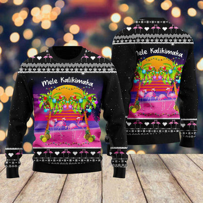 Flamingo Sunset Ugly Christmas Sweater For Men & Women Christmas Gift Sweater US1663 - WeCustomit