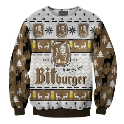 Unisex Bitburger Beer 3D Ugly Christmas Sweater For Men & Women Christmas Gift Sweater BH1072 - WeCustomit