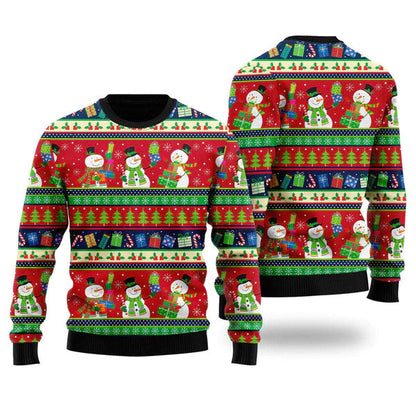 Christmas Snowman With Gifts Ugly Christmas Sweater For Men & Women Christmas Gift Sweater US1129 - WeCustomit