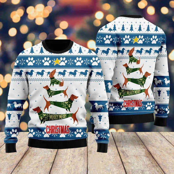 Cute Dachshund Xmas Ugly Christmas Sweater For Men & Women Christmas Gift Sweater US1837 - WeCustomit