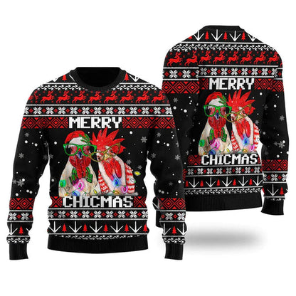 Merry Chickmas Ugly Christmas Sweater For Men & Women Christmas Gift Sweater US1841 - WeCustomit