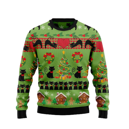 Love Black Cat Ugly Christmas Sweater For Men & Women Christmas Gift Sweater US1206 - WeCustomit