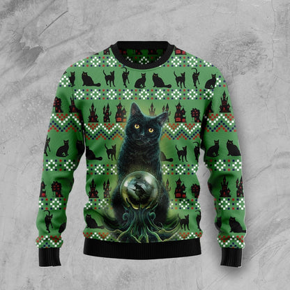 Ugly Black Cat Halloween Ugly Halloween Sweater For Men & Women Halloween Gift Sweater US1011 - WeCustomit