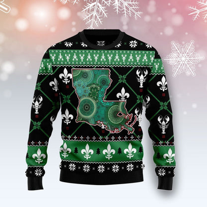 Louisiana USA Symbols Pattern Ugly Christmas Sweater For Men & Women Christmas Gift Sweater US3587 - WeCustomit
