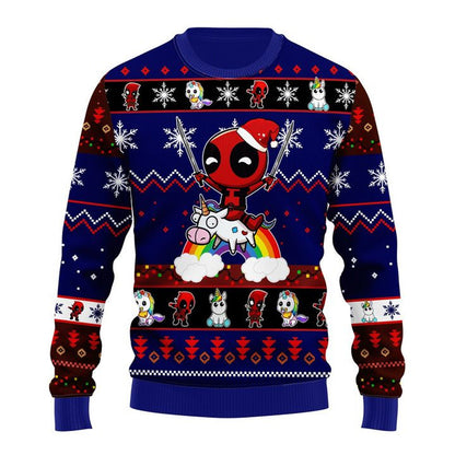 Deadpool Unicorn Rainbow Ugly Christmas Sweater For Men & Women Christmas Gift Sweater US4077 - WeCustomit