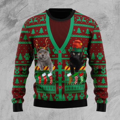 Cat Pocket Xmas Ugly Christmas Sweater For Men & Women Christmas Gift Sweater US3403 - WeCustomit