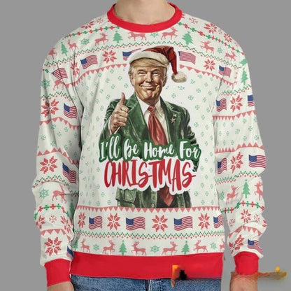 Trump I’ll Be Home For Christmas Ugly Sweater DL015 - WeCustomit