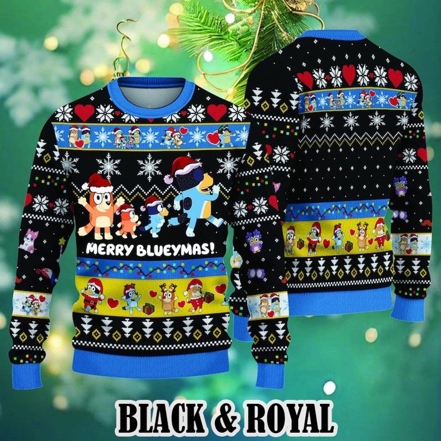 Ugly Christmas Sweater, Blu.e.y Ugly Christmas Sweater, Blue Family Christmas Tree, Christmas Sweatshirt, Family Shirt - WeCustomit