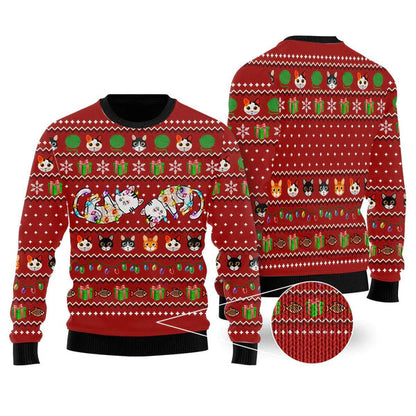 Cat Light Ugly Christmas Sweater For Men & Women Christmas Gift Sweater US1762 - WeCustomit