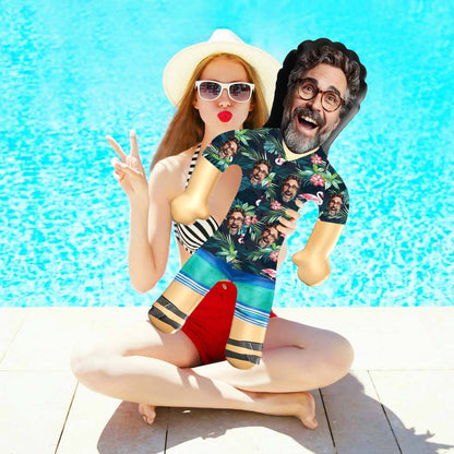 Personalized Blow Up Dolls Hawaiian Shirt Colorful Flamingo Funny Inflatable Man Printed Face for Party Favors