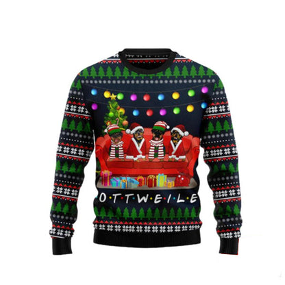 Dog Friends On Red Sofa Ugly Christmas Sweater For Men & Women Christmas Gift Sweater US2382 - WeCustomit