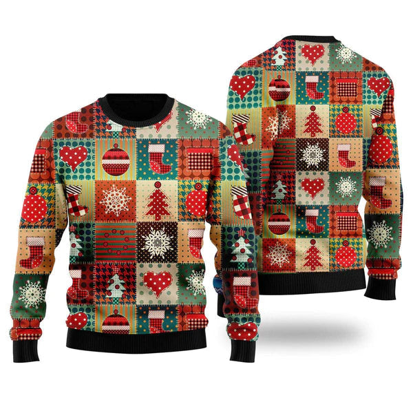 Vintage Christmas Patchwork Ugly Christmas Sweater For Men & Women Christmas Gift Sweater US1368 - WeCustomit