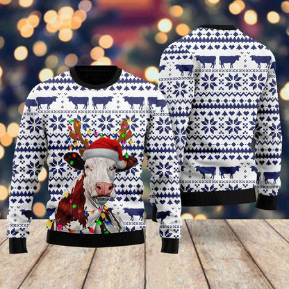 Cow Light Ugly Christmas Sweater For Men & Women Christmas Gift Sweater US1764 - WeCustomit