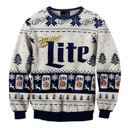 Unisex Miller Lite Fun 3D Ugly Christmas Sweater For Men & Women Christmas Gift Sweater BH1271 - WeCustomit