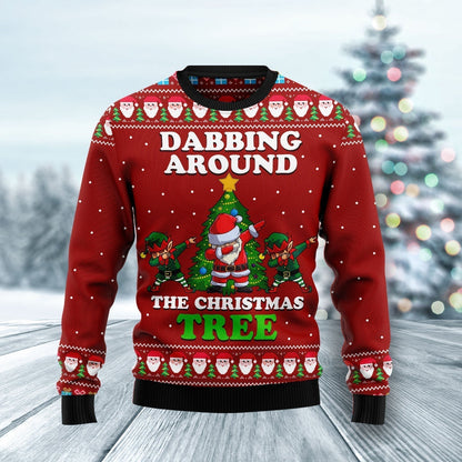 Dabbing Around The Christmas Ugly Christmas Sweater For Men & Women Christmas Gift Sweater US1943 - WeCustomit