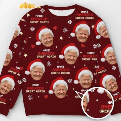 Trump Santa Hat Make Christmas Great Again US Election Ugly Sweater DL027 - WeCustomit