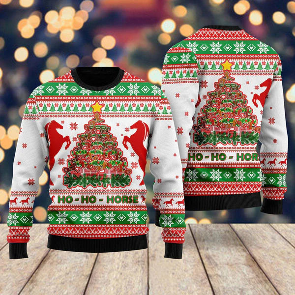 Horse Christmas Tree Ugly Christmas Sweater For Men & Women Christmas Gift Sweater US1375 - WeCustomit