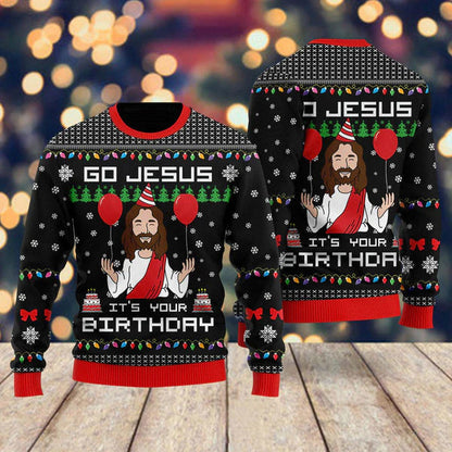 Birthday Jesus Ugly Christmas Sweater For Men & Women Christmas Gift Sweater US1606 - WeCustomit
