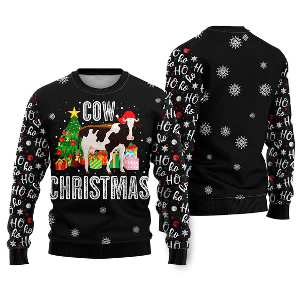 Ho Ho Ho Cow Ugly Christmas Sweater For Men & Women Christmas Gift Sweater US2369 - WeCustomit