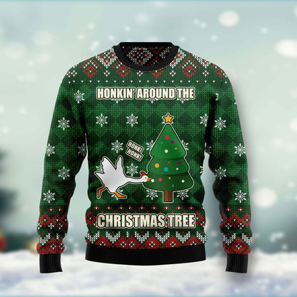 Duck Around Christmas Tree Ugly Christmas Sweater For Men & Women Christmas Gift Sweater US1714 - WeCustomit
