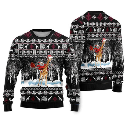 Giraffe And Santa Ugly Christmas Sweater For Men & Women Christmas Gift Sweater US1982 - WeCustomit
