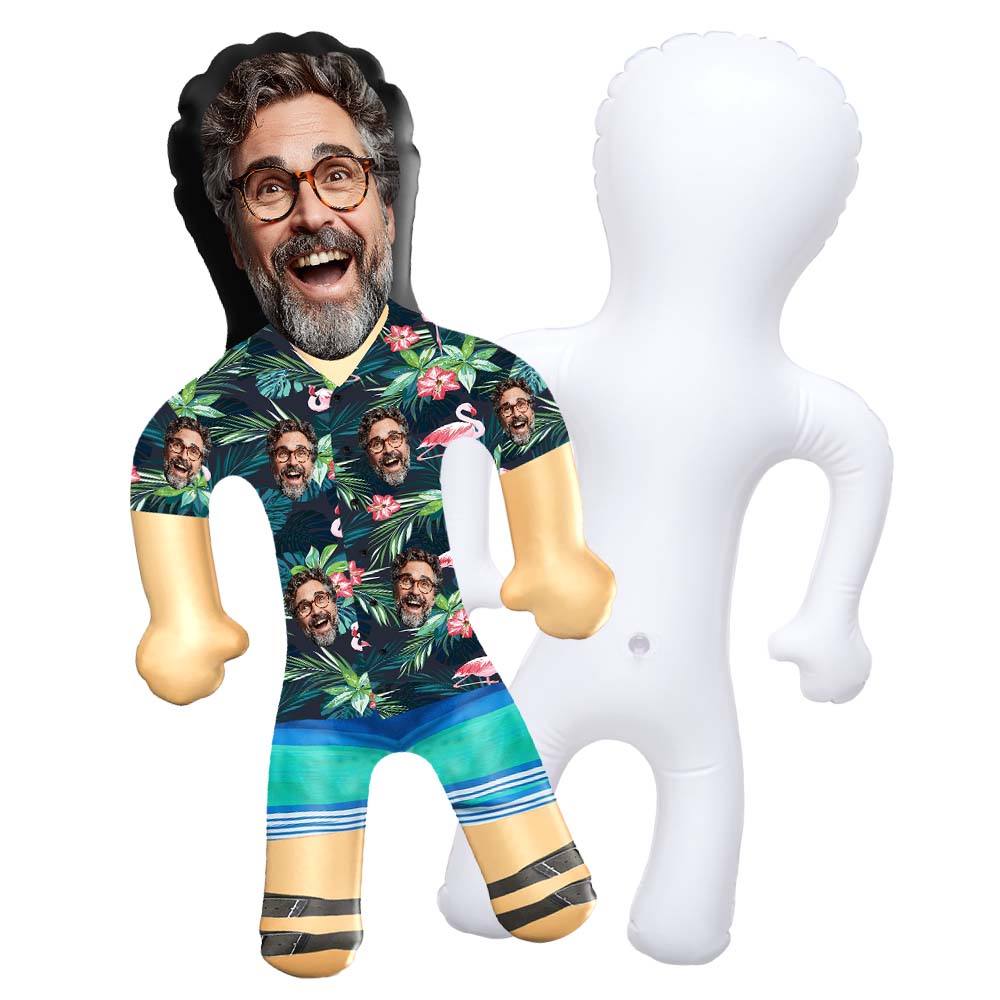 Personalized Blow Up Dolls Hawaiian Shirt Colorful Flamingo Funny Inflatable Man Printed Face for Party Favors